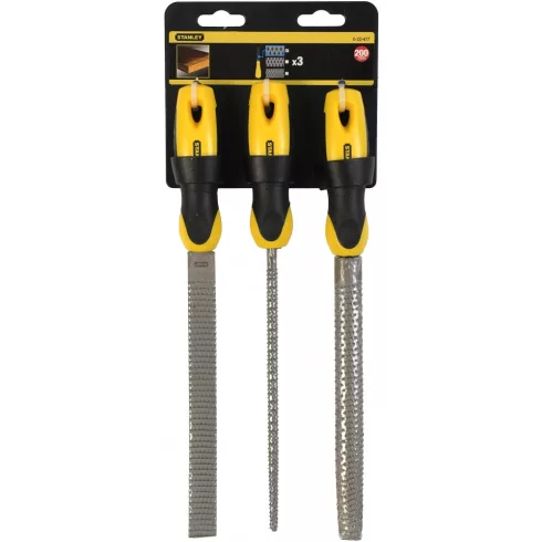 STANLEY 3 részes ráspoly készlet (lapos, kerek, félkerek) durva 200mm                                 0-22-477