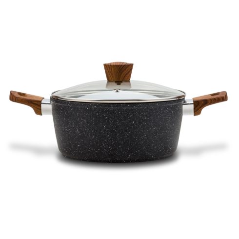 Nava Nature lábas, tapadásmentes, kőbevonattal, üvegfedővel, 24 cm, HSO                               10-144-121