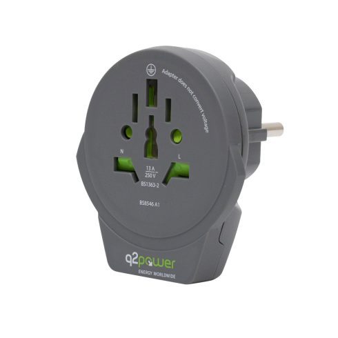 Utazóadapter, World to Europe, USB, HSO                                                               1.100110-TH