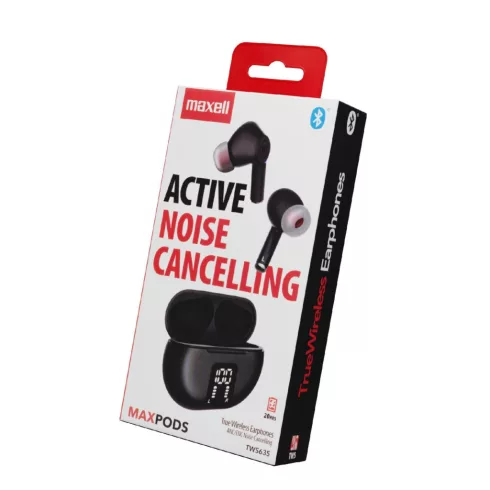 Maxell MAXPODS vezeték nélküli fülhallgató, aktív zajszűrés, TWS, Bluetooth, ENC, mikrofon, HSO       348596