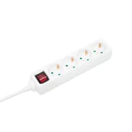   4-es elosztó kapcsolóval, 1,5m vezeték, 3x1,5mm2, max.3680W, gyerekzárral, IP20, fehér, Q-LINK, HSO   75.017.55