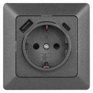   Földelt aljzat + USB-A+USB-C, IP20, antracit                                                          A6000.7