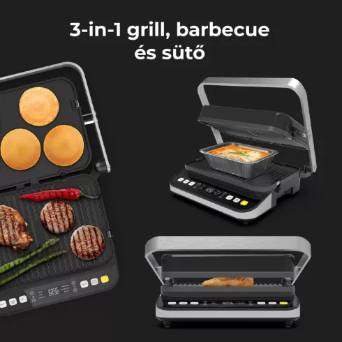 AENO EG5 Kontakt grill, 2000W, 3in1, nyitás: 180-fok, kétoldalú lemezek, 6 program, LED kijelző, HSO  AEG0005
