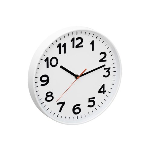 Fali óra, üveg előlap, átmérő 300mm, jól olvasható számlap, 1xAA elem tápellátás, fehér, HSO          AWC300WH