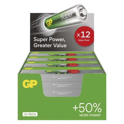 GP elem LR6 AA ceruza, Super Alkáli, 12db/doboz, display boxban                                       B0124T