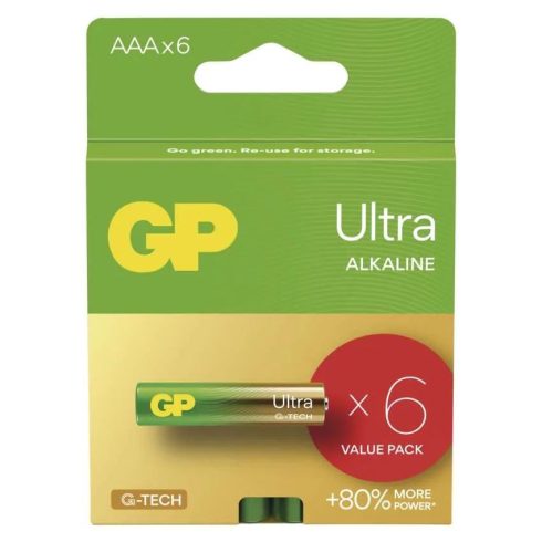 GP elem LR03 AAA mikroceruza, Ultra Alkáli, 6db/kis papír doboz                                       B0211V