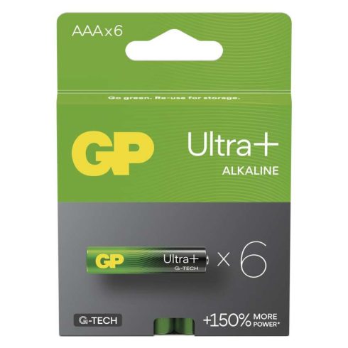 GP elem LR03 AAA mikroceruza, Ultra Plus Alkáli, 6db/kis papír doboz                                  B03116