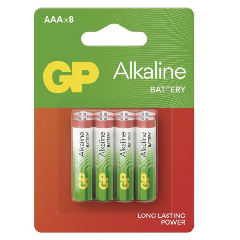 GP elem LR03 AAA mikroceruza, Alkáli, 8 db/bliszter                                                   B04138