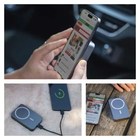 Powerbank WI 1046, 10000 mAh, 20 W + Wireless, szürke                                                 B0551GY