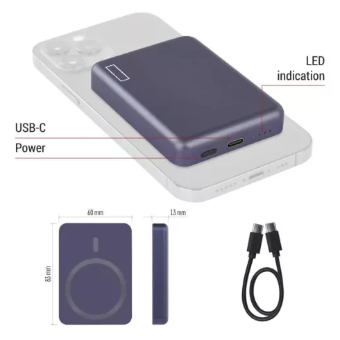 Powerbank WI 522, 5000mAh, 20W+Wireless, kék                                                          B0555BL