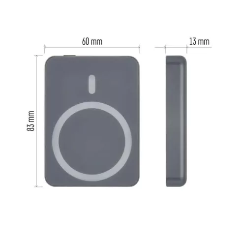 Powerbank WI 522, 5000 mAh, 20 W + Wireless, szürke                                                   B0555GY
