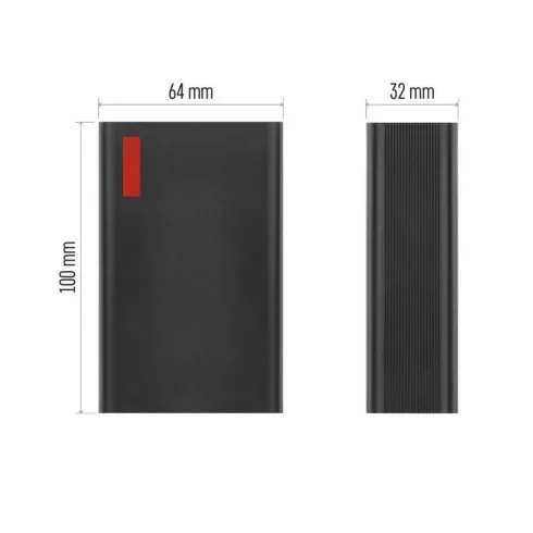 Powerbank NTBF20, Li-Po 20000 mAh, 65 W PD (gyorstöltés), 1xUSB-C 1xUSB-A, fekete                     B0560B