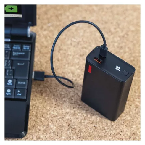Powerbank NTBF20, Li-Po 20000 mAh, 65 W PD (gyorstöltés), 1xUSB-C 1xUSB-A, fekete                     B0560B