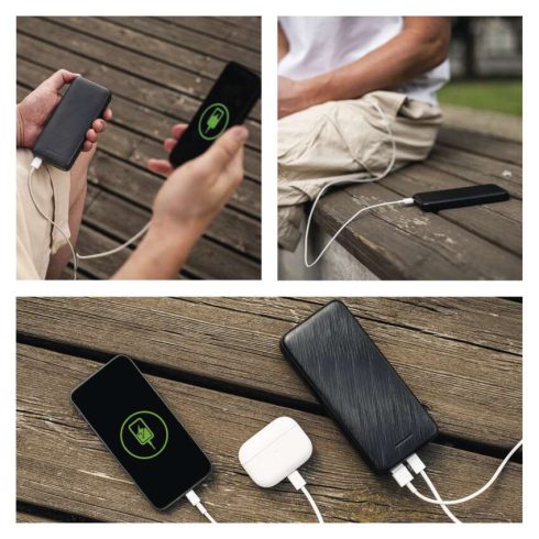 Powerbank AlphaQ3, 10 000 mAh Li-Po 3,7 V, 22,5 W, PD 20 W, fekete                                    B0571B