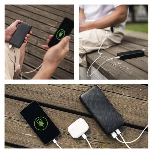 Powerbank AlphaQ3, 20 000 mAh Li-Po 3,7 V, 22,5 W, PD 20 W, fekete                                    B0572B