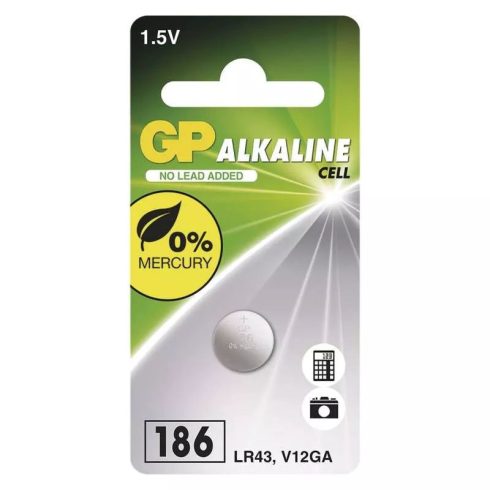 GP gombelem 186 LR43, Alkaline, 1db/bliszter                                                          B13861