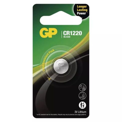 GP gombelem CR1220, Lithium, 1db/bliszter                                                             B15201