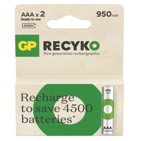 GP elem NiMH HR03 AAA mikroceruza, 950mAh, ReCyko, 2db                                                B25112