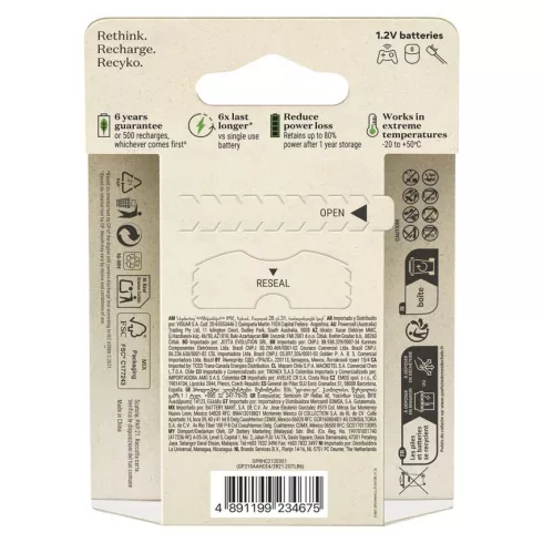 GP elem NiMH HR6 AA ceruza, 2100mAh, ReCyko, 6db                                                   B25216