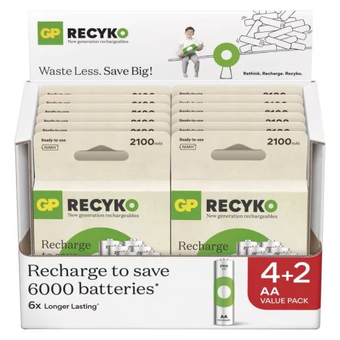 GP elem NiMH HR6 AA ceruza, 2100mAh, ReCyko, 6db                                                   B25216