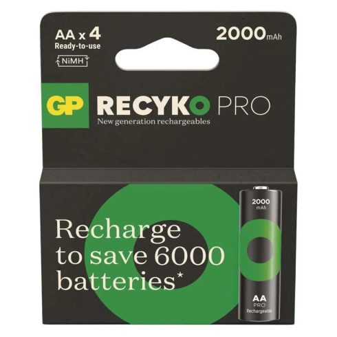 GP elem NiMH HR6 AA ceruza, 2000mAh, ReCyko Pro, 4db                                                  B26204