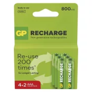   GP elem NiMH HR03 AAA mikroceruza, 800mAh, Recharge, 6db                                              B27186