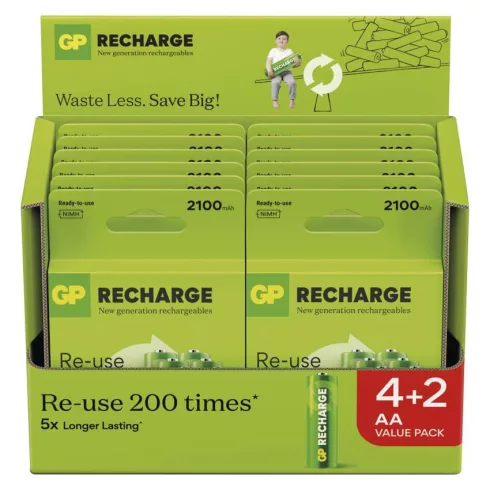 GP elem NiMH HR6 AA ceruza, 2100mAh, Recharge, 6db                                                    B27216