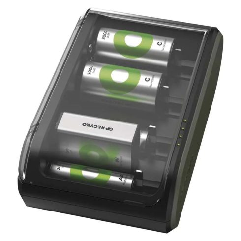 GP akkumulátor töltő B631, univerzális (AAA, AA, C, D, 9 V), 4 csatornás, USB                         B50630