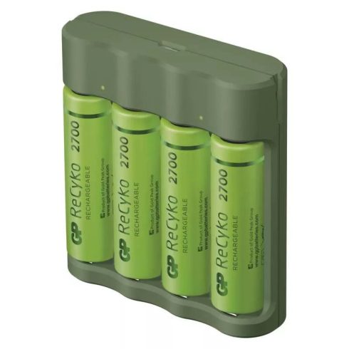 GP töltő E421 + 4xAA ReCyko 2700mAh + USB adapter                                                     B52427U