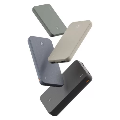 GP Powerbank B+ Series, 5000 mAh Li-Po 3,7 V, 12 W, 2 x USB-A, 1 x USB-C, zöldesszürke                B6405GY