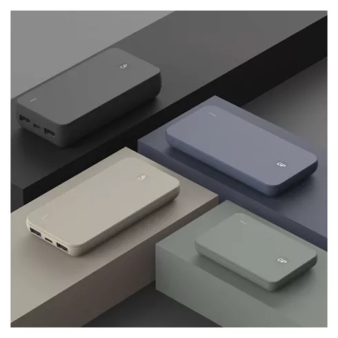 GP Powerbank B+ Series, 5000 mAh Li-Po 3,7 V, 12 W, 2 x USB-A, 1 x USB-C, zöldesszürke                B6405GY