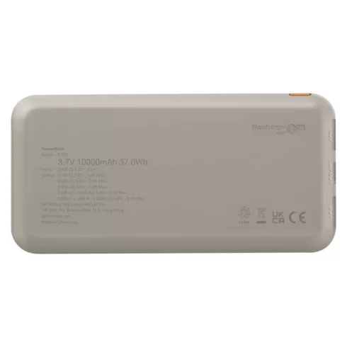 GP Powerbank B+ Series, 10000 mAh Li-Po 3,7 V, 15 W, 2 x USB-A, 1 x USB-C, bézs                       B6410BE