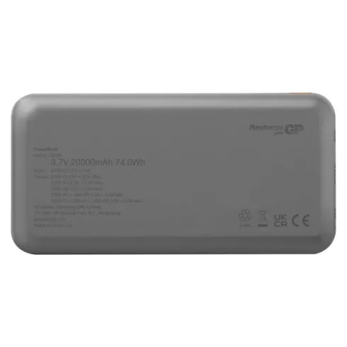 GP Powerbank B+ Series, 20000 mAh Li-Po 3,7 V, 15 W, 2 x USB-A, 1 x USB-C, fekete                     B6420B