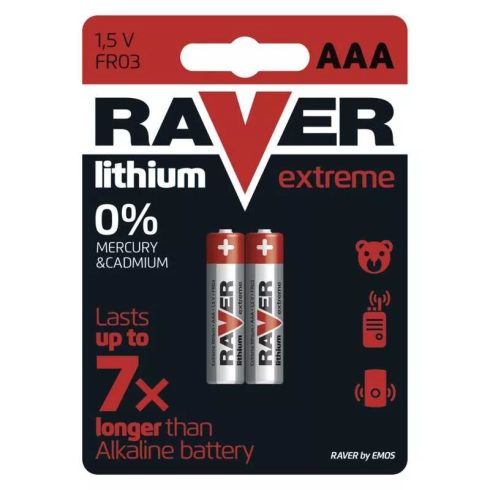 Raver elem FR03 AAA mikroceruza, Lítium Extreme, 2db/bliszter                                         B7811
