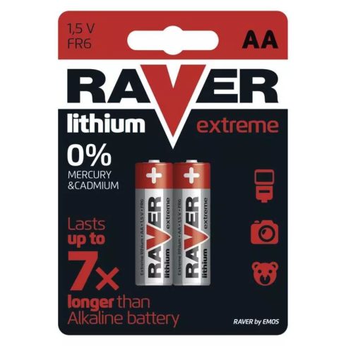 Raver elem FR6 AA ceruza, Lítium Extreme, 2db/bliszter                                                B7821