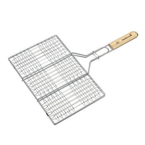 Barbecook hamburgersütő grillrács, krómozott, fa nyél, 100% FSC, HSO                                  BC-ACC-7104