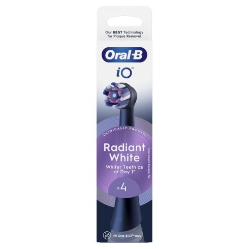 Oral-B iO fogkefefej Radiant White - 4 db, kerek fej, döntött sörték, fekete, Oral-B iO markolatokho  BDS3676