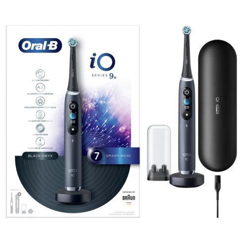 Oral-B iO9 Black elektromos fogkefe, kerek fej, 7 üzemmód, IO technológia, fogtérképezés, mágneses t  BDS3698