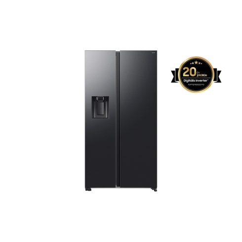 Samsung RS70F64KEFEO Syde by Side hűtőszekrény, AI üzemmód, italadagolóval, 2 ajtós(640l), fekete, E  BDS3739