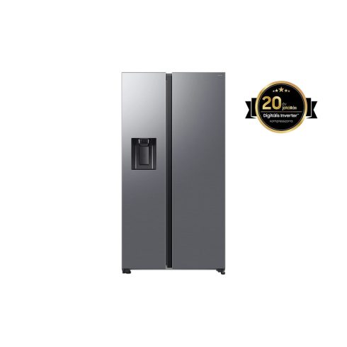Samsung RS70F64KETEO Syde by Side hűtőszekrény, AI üzemmód, italadagolóval, 2 ajtós(640l), metál, E   BDS3740