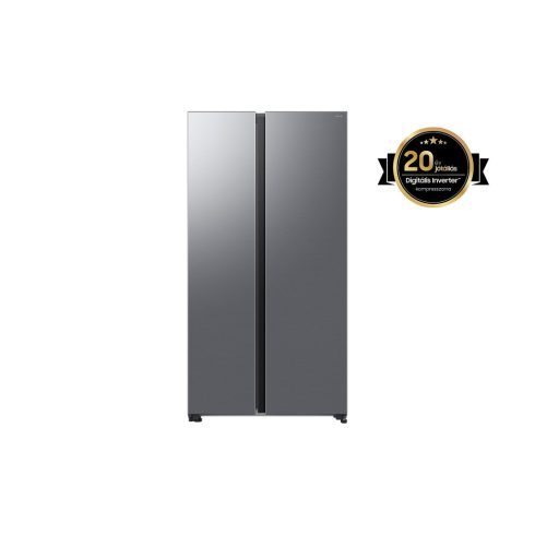 Samsung RS70F65QETEO Syde by Side hűtőszekrény, AI üzemmód, bal fagyasztás, 2 ajtós (659l), metál, E  BDS3741
