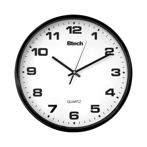 Btech falióra, 20 cm átmérő, fehér számlap, fekete keret, műanyag, HSO                                BH-80