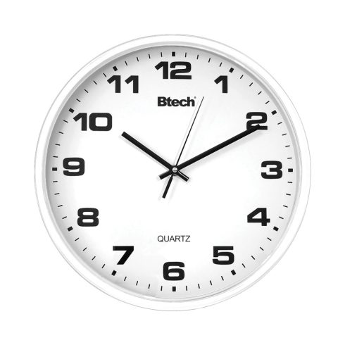 Btech falióra, 20 cm átmérő, fehér számlap, fehér keret, műanyag, HSO                                 BH-90