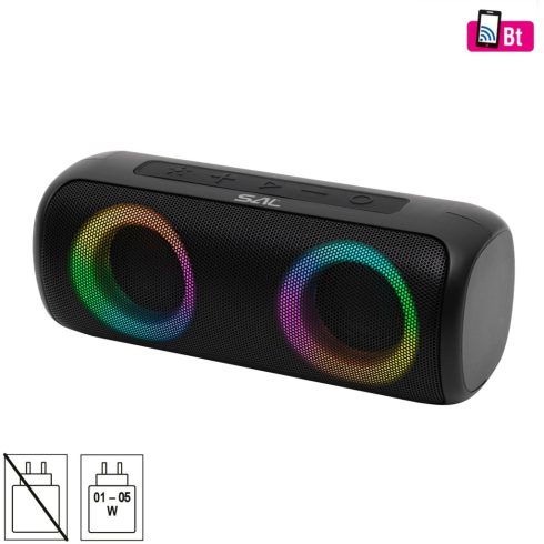Boombox, 2x10W, MP3 zenelejátszó, Bluetooth, mélysugárzó, basszus, RGB LED, akkumulátor, IPX5, HSO    BT2000
