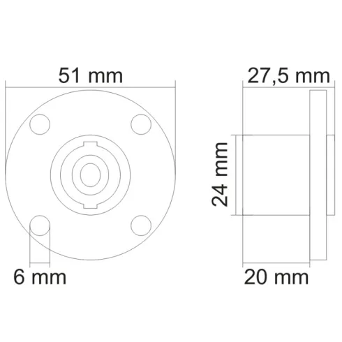 Speakon aljzat beépíthető 4 pólusú                                                                    BX05213