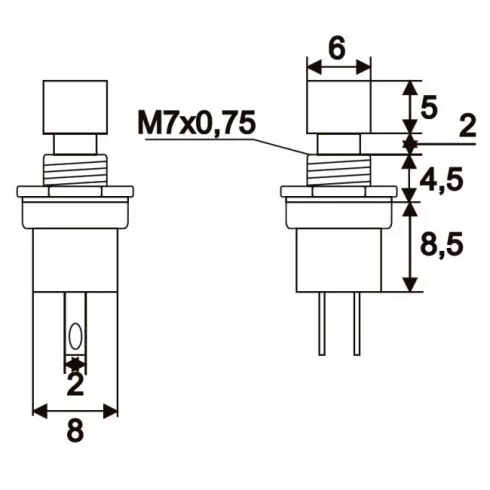 Nyomógomb 1 áramkör 1,5 A - 250 V OFF - (ON) piros                                                    BX09005PI