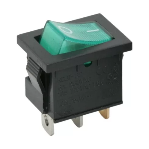 Billenő kapcsoló 1 áramkör 6A-250V OFF-ON zöld világítással                                           BX09019ZO