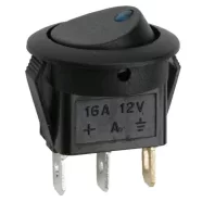   Billenő kapcsoló 1 áramkör 16 A - 12 V DC OFF - ON kék LED-del                                        BX09042KE