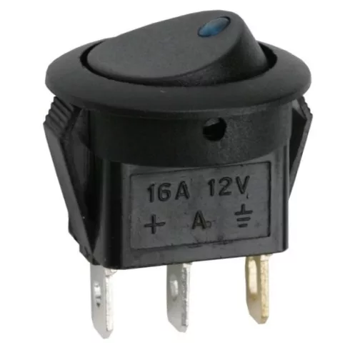 Billenő kapcsoló 1 áramkör 16 A - 12 V DC OFF - ON kék LED-del                                        BX09042KE