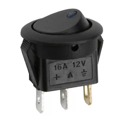 Billenő kapcsoló 1 áramkör 16 A - 12 V DC OFF - ON kék LED-del                                        BX09042KE